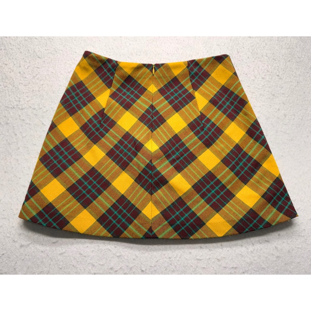 Zara Woman Yellow Plaid Mini Skirt Tartan A-Line High Waisted Size Small - Picture 3 of 5